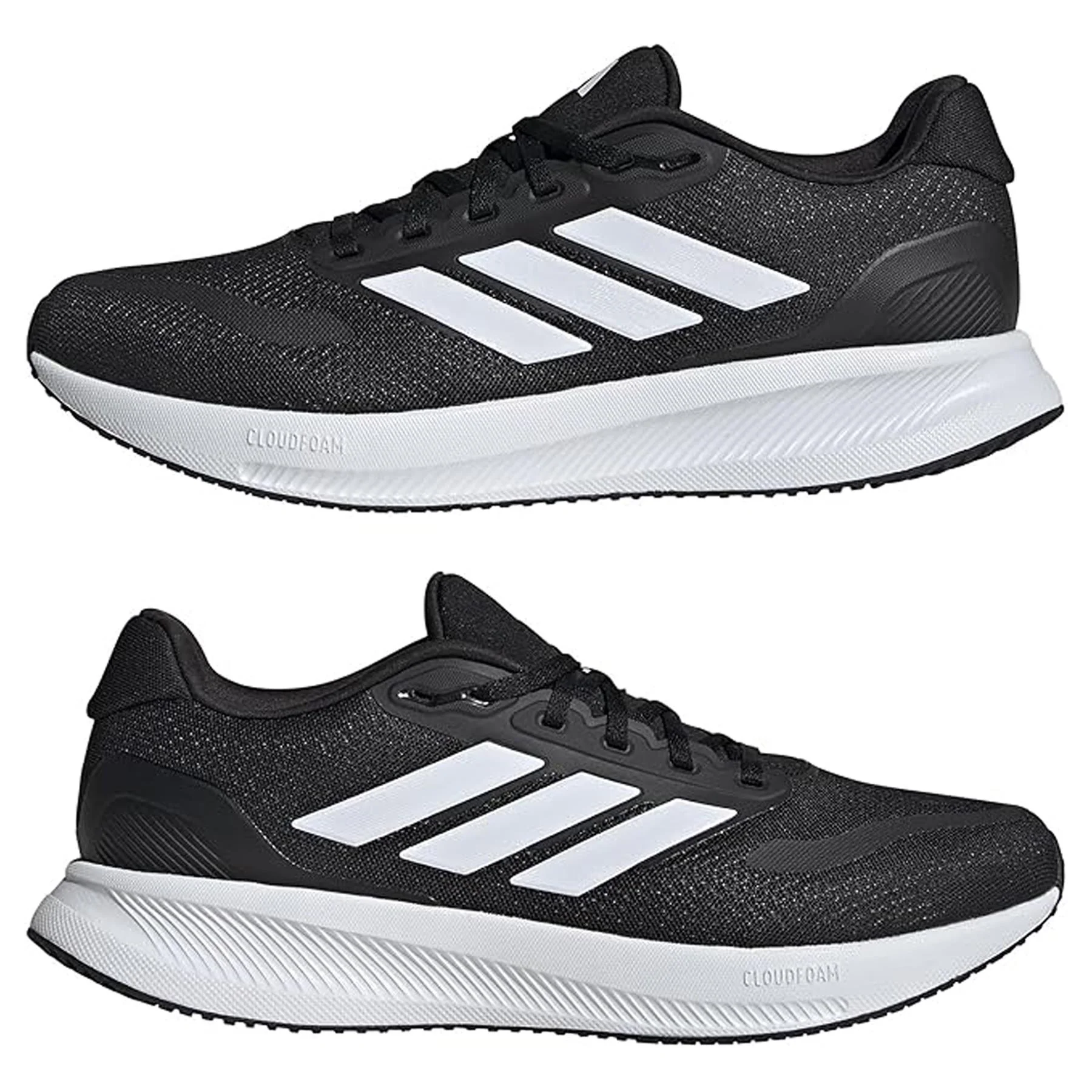 Men's Wide Fit Adidas Runfalcon 5 Walking/Running Trainers - Black/White - Image 13