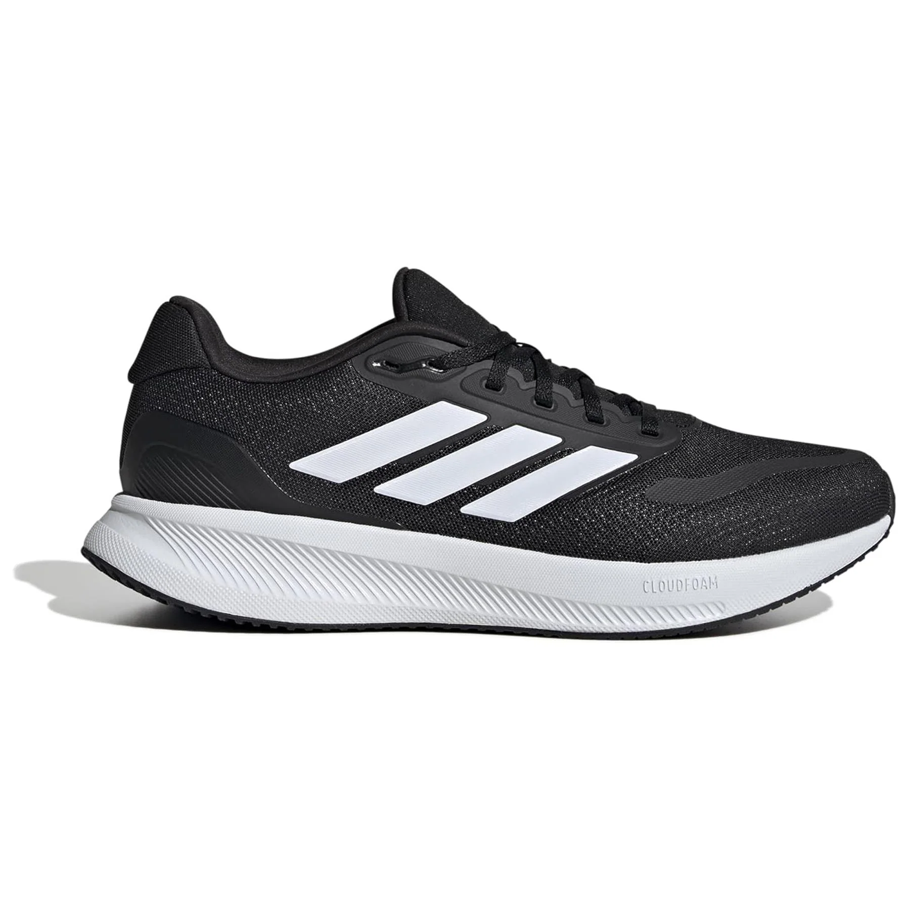 Men's Wide Fit Adidas Runfalcon 5 Walking/Running Trainers - Black/White - Image 2
