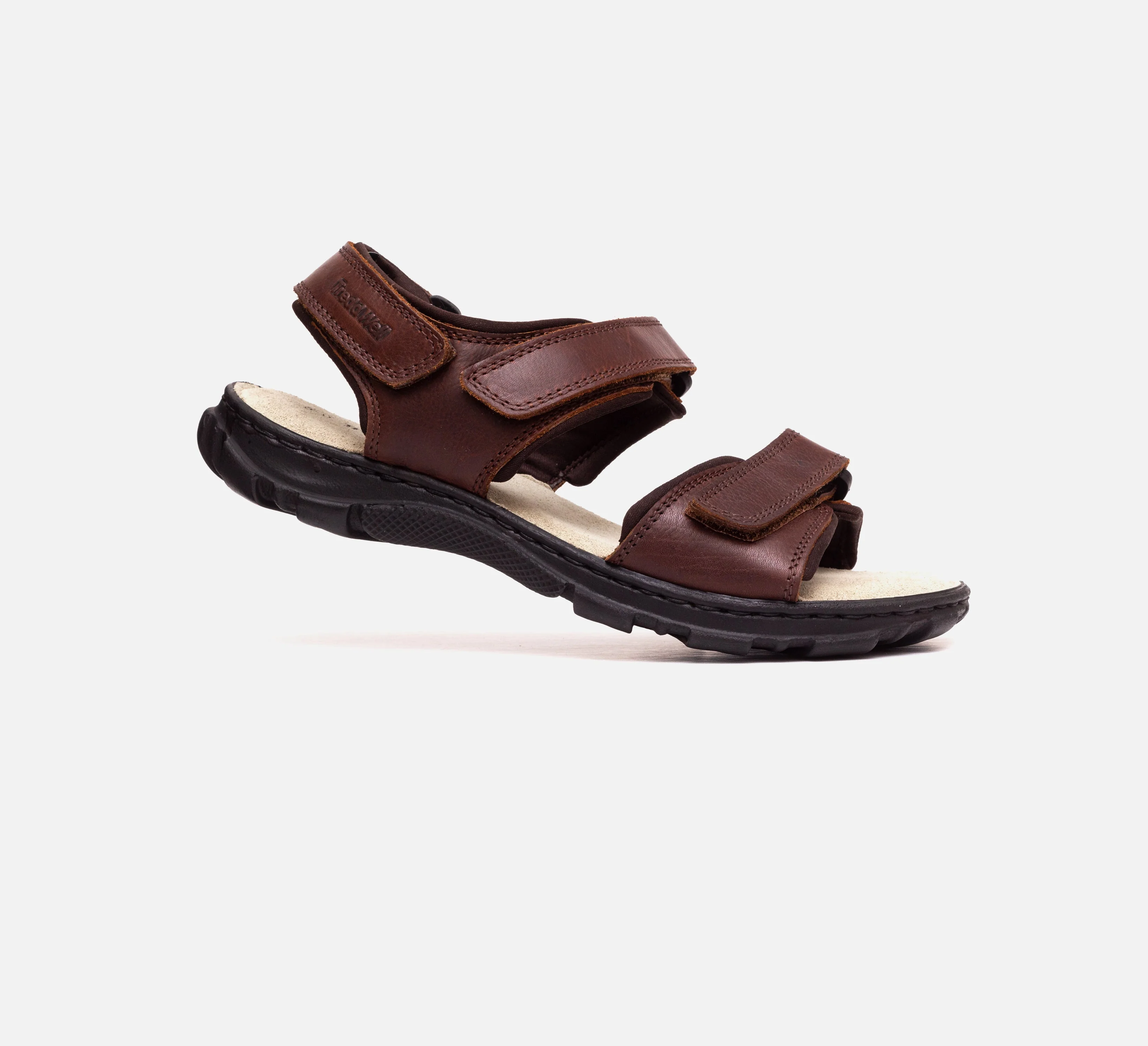 Mens Wide Fit James Leather Sandals by Tredd Well - Brown - Image 4