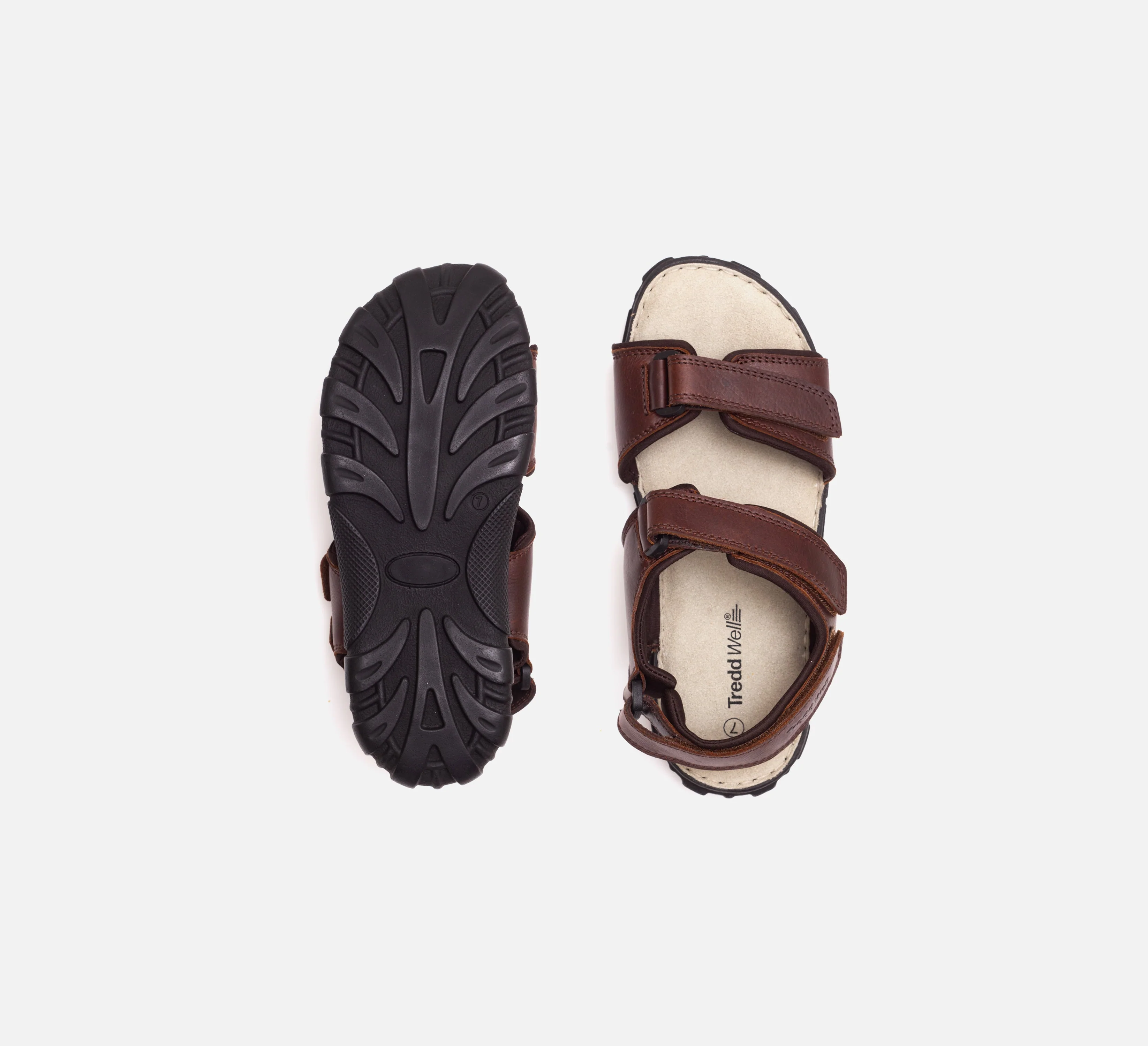 Mens Wide Fit James Leather Sandals by Tredd Well - Brown - Image 8
