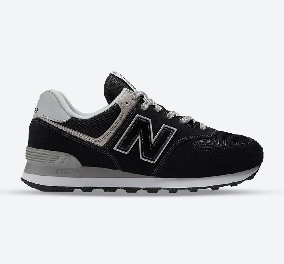 Men's Wide Fit New Balance ML574EVB Walking/Running Trainers - Exclusive - Black/White ENCAP Width 4E