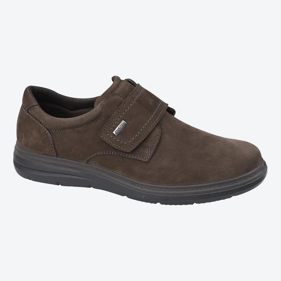 Men's Wide Fit Roamers M337 Touch Fastening Shoes - Brown Leather - Image 2