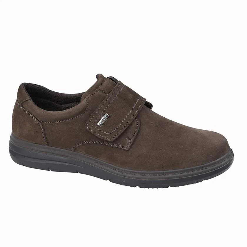 Men's Wide Fit Roamers M337 Touch Fastening Shoes - Brown Leather - Image 3