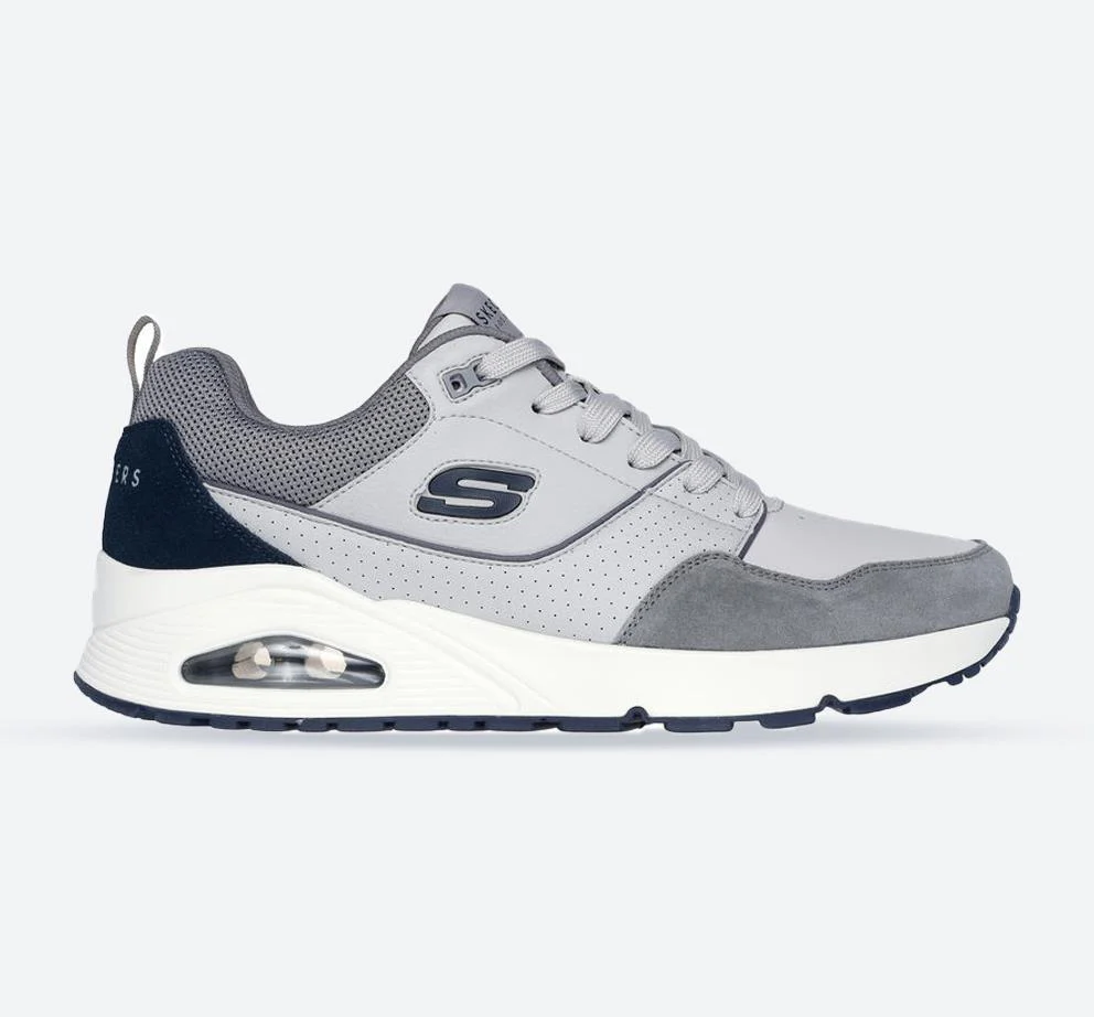 Men's Wide Fit Skechers 183020 Uno Retro One Trainers - Grey