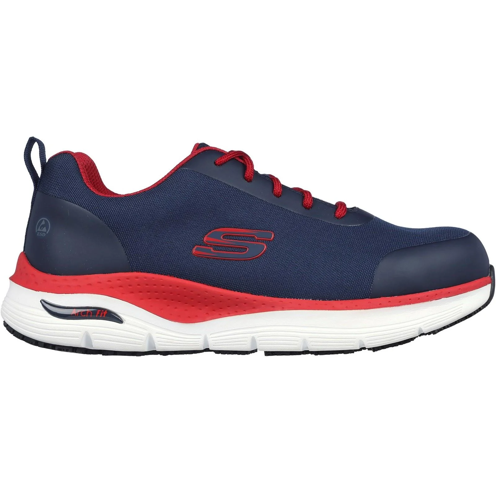 Men's Wide Fit Skechers 200086EC Arch Fit Ringstap Safety Trainers - Red/Navy - Image 2