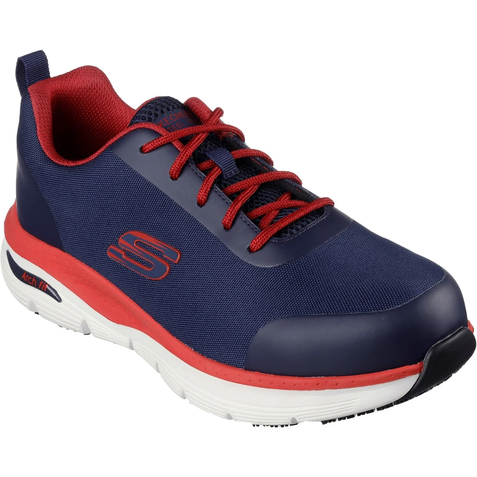 Men's Wide Fit Skechers 200086EC Arch Fit Ringstap Safety Trainers - Red/Navy - Image 3
