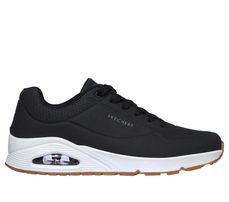 Men's Wide Fit Skechers 52458 Uno - Stand On Air Walking Trainers - Black/White - Image 2