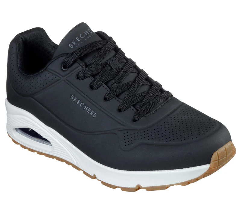 Men's Wide Fit Skechers 52458 Uno - Stand On Air Walking Trainers - Black/White - Image 3
