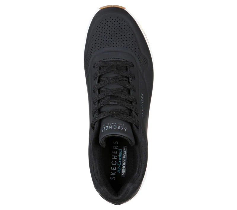 Men's Wide Fit Skechers 52458 Uno - Stand On Air Walking Trainers - Black/White - Image 5