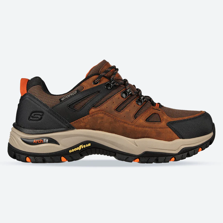 Men's Wide Fit Skechers Relaxed Fit 204630 Arch Fit Dawson Argosa Good Year Walking Trainers - Dark Brown