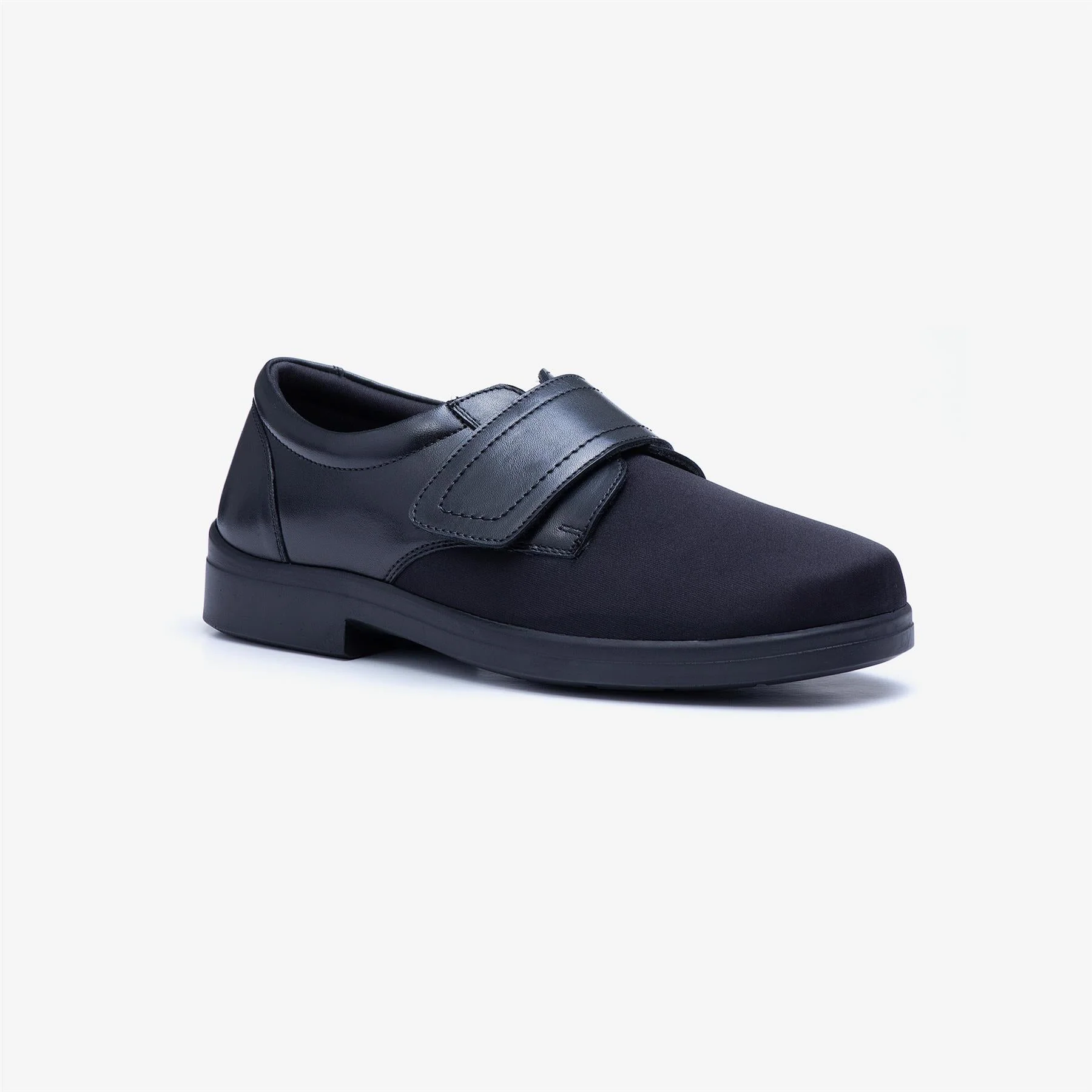 Mens Wide Fit Tredd Well Benjamin Velcro Soft Stretch Shoes - Black - Image 3