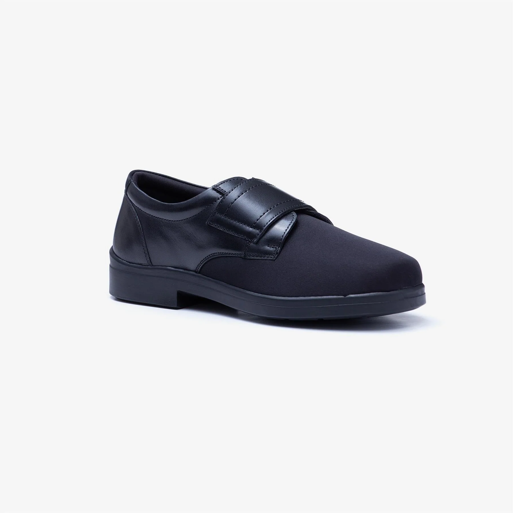 Mens Wide Fit Tredd Well Benjamin Velcro Soft Stretch Shoes - Black - Image 4
