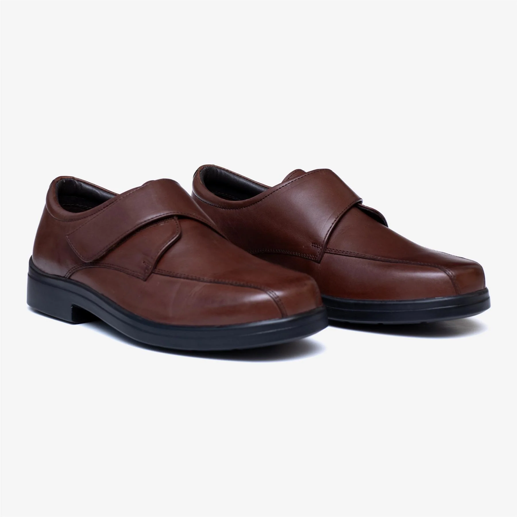 Mens Wide Fit Tredd Well Peter Velcro Shoes - Dark Brown - Image 8