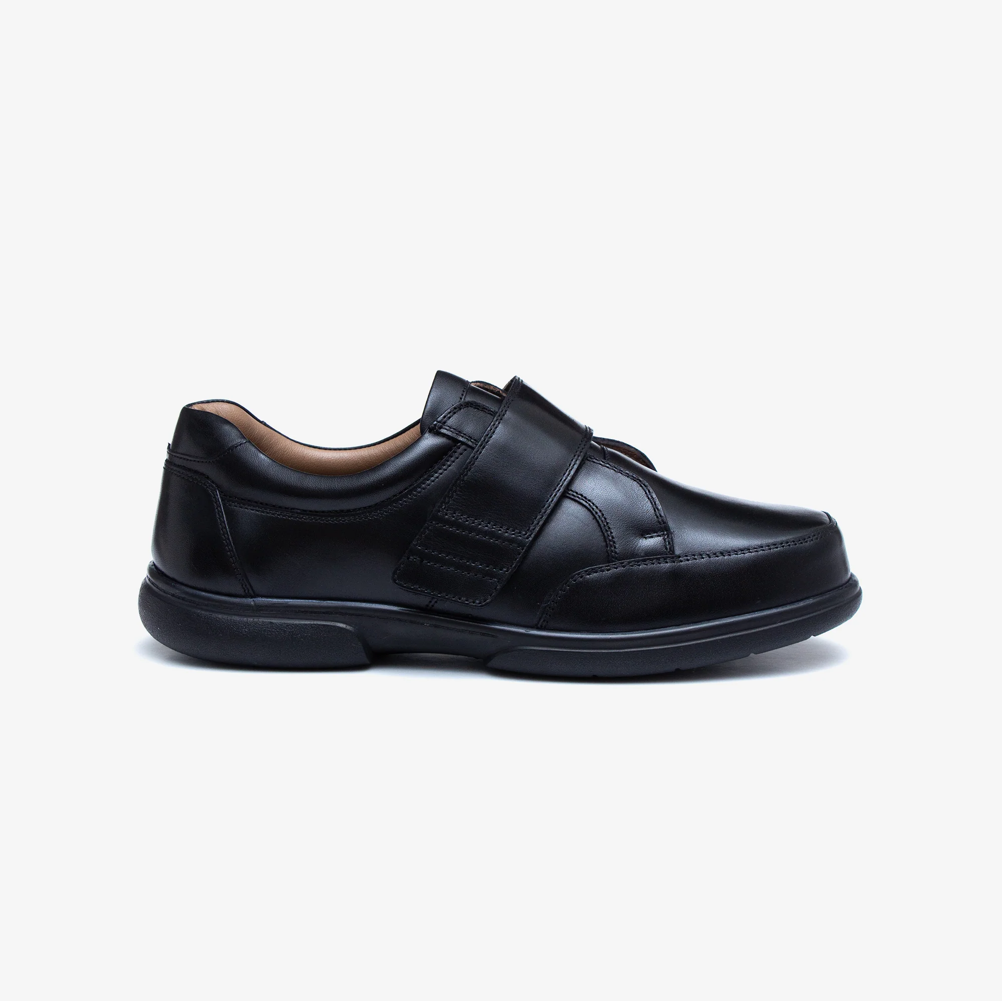 Mens Wide Fit Tredd Well Phoenix Velcro Shoes - Black - Image 2