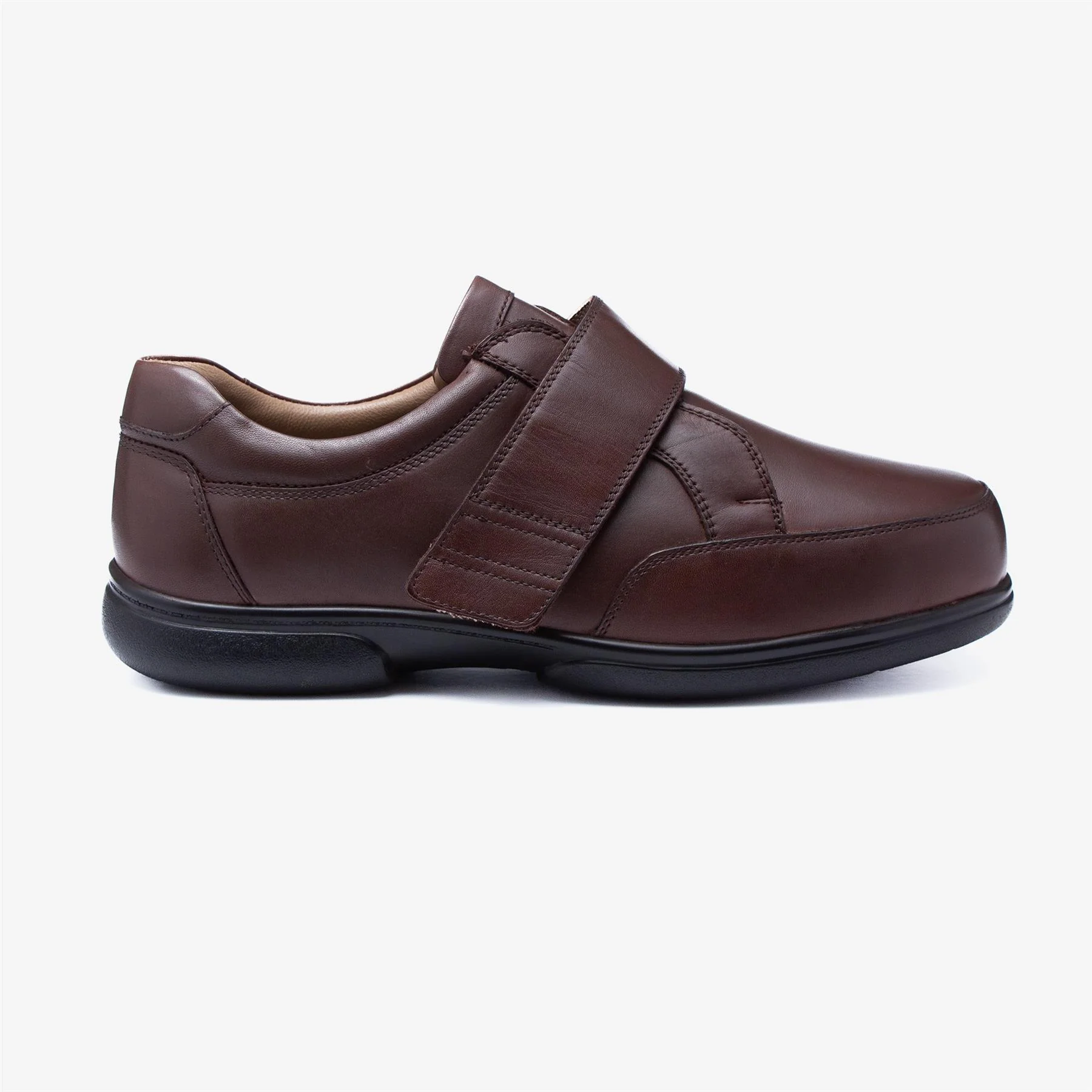 Mens Wide Fit Tredd Well Phoenix Velcro Shoes - Brown - Image 2