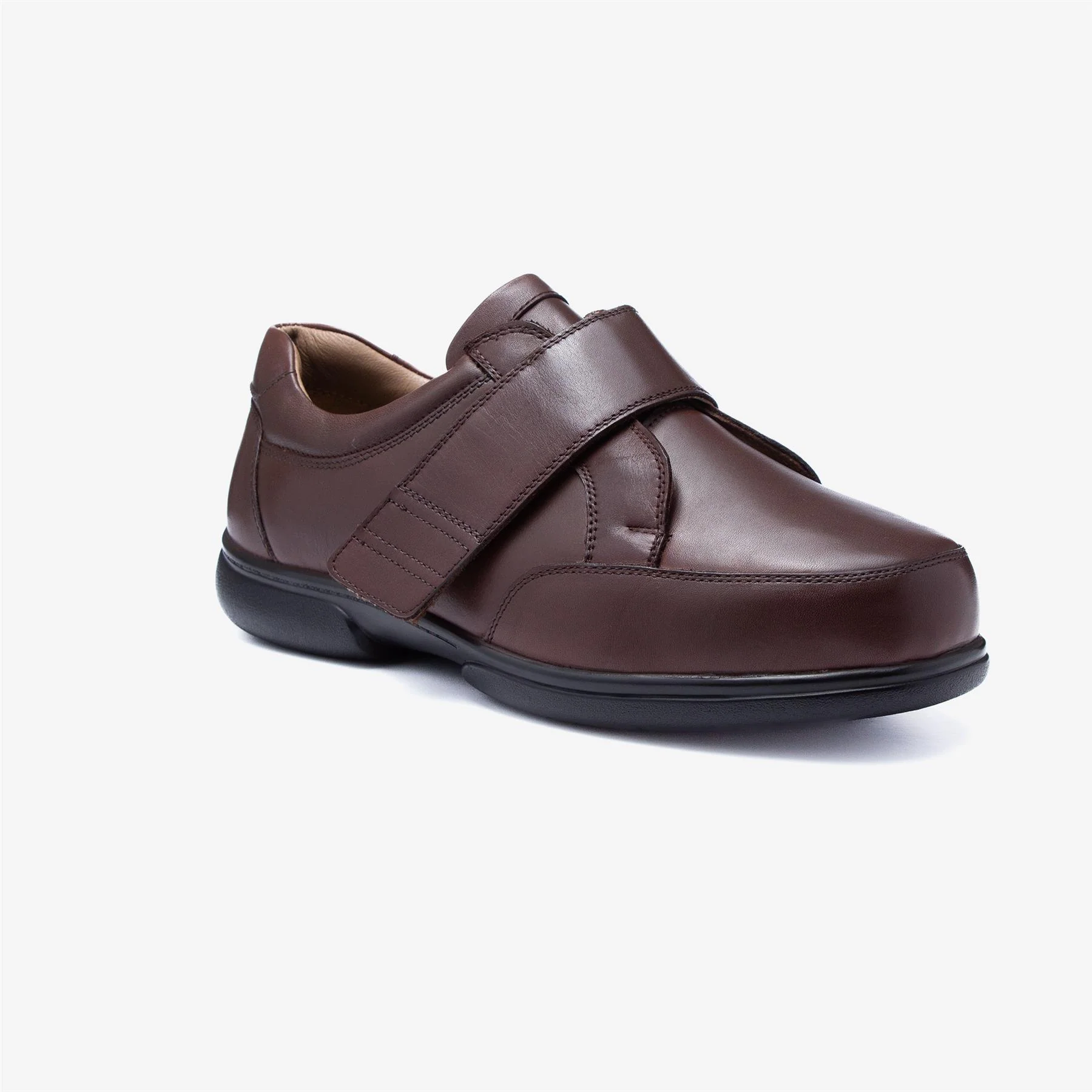Mens Wide Fit Tredd Well Phoenix Velcro Shoes - Brown - Image 3