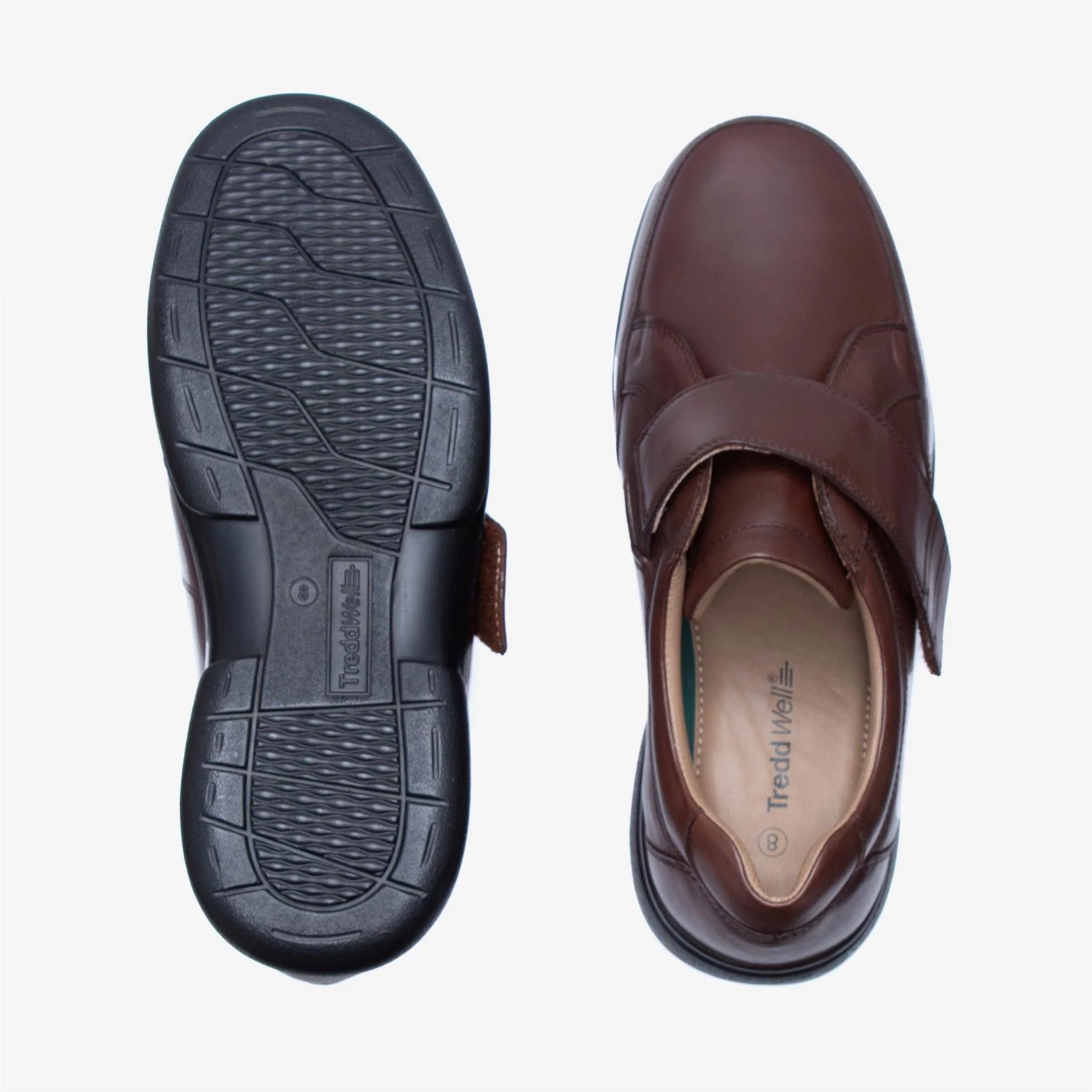 Mens Wide Fit Tredd Well Phoenix Velcro Shoes - Brown - Image 7