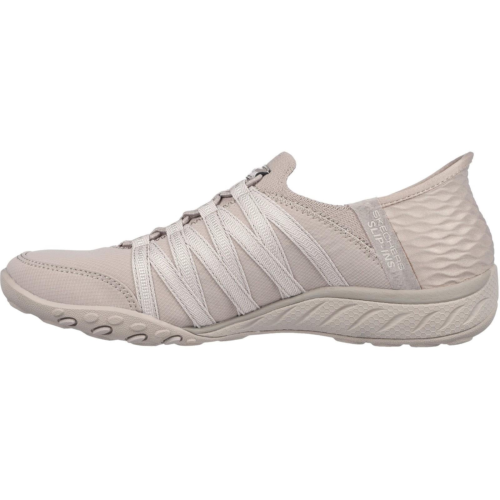 Women's Wide Fit Skechers 100593 Breathe Easy Roll With Me Shoes - Taupe - Image 4