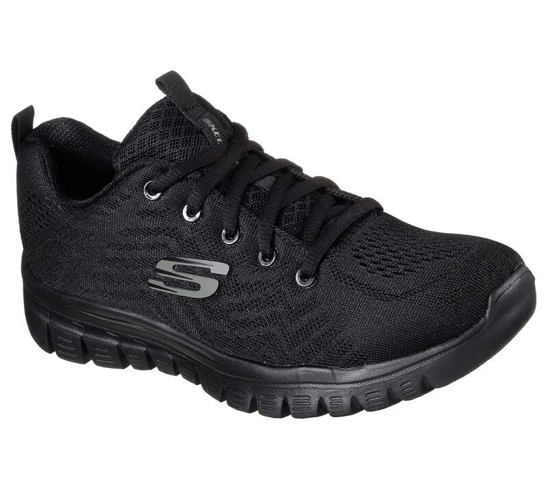 Womens Wide Fit Skechers 12615 Walking Trainers - Black - Image 3