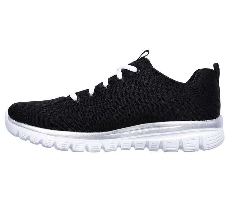 Womens Wide Fit Skechers 12615 Walking Trainers - Black/White - Image 4