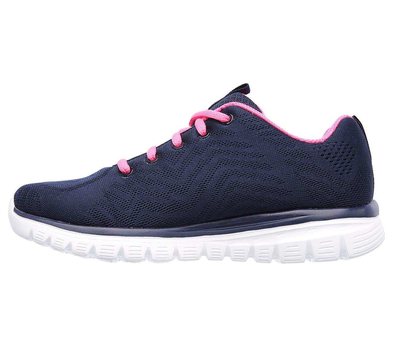 Womens Wide Fit Skechers 12615 Walking Trainers - Navy/Hot Pink - Image 4