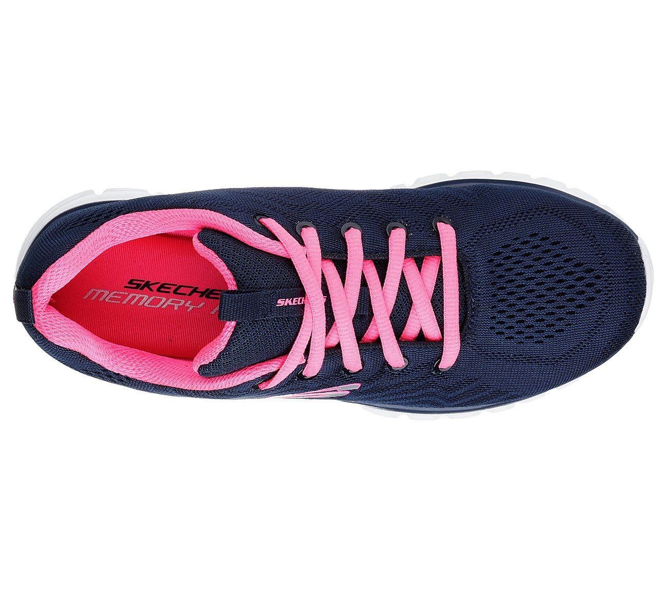 Womens Wide Fit Skechers 12615 Walking Trainers - Navy/Hot Pink - Image 5