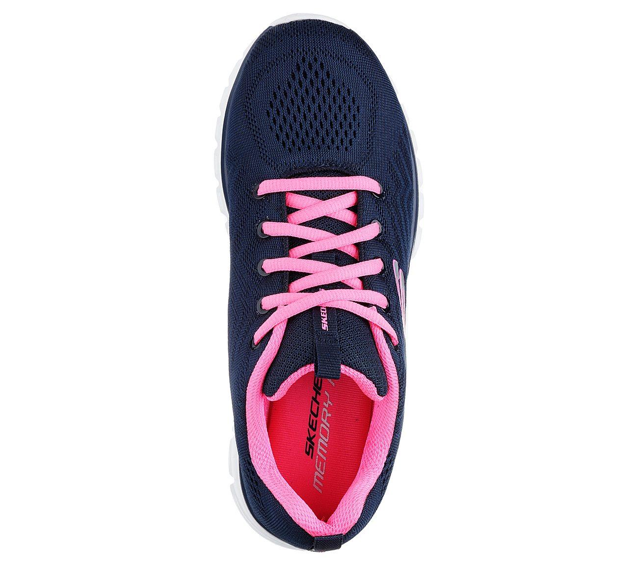 Womens Wide Fit Skechers 12615 Walking Trainers - Navy/Hot Pink - Image 6