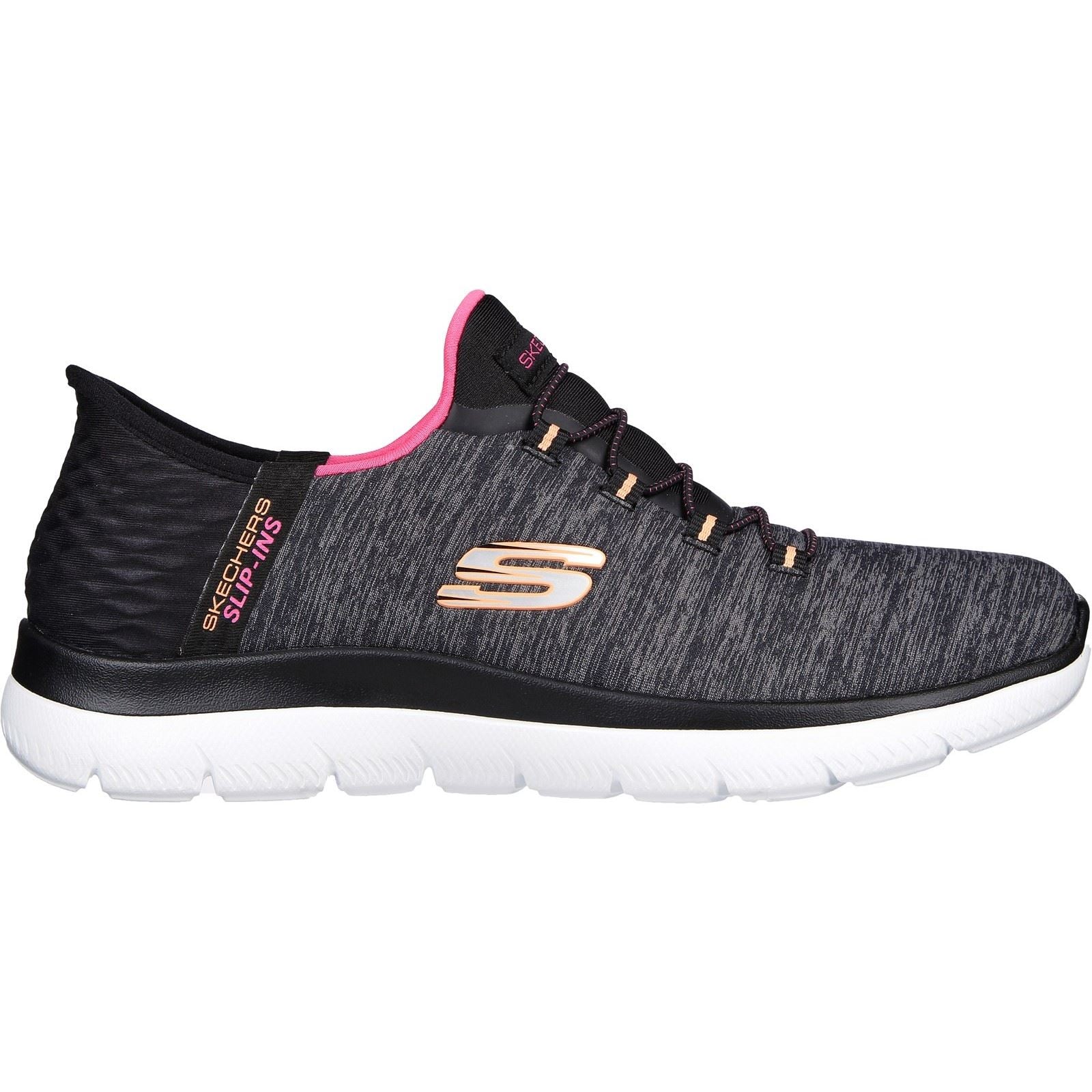 Women's Wide Fit Skechers 149937W Summits Dazzling Haze Vegan Trainers - Black/Multi - Image 2