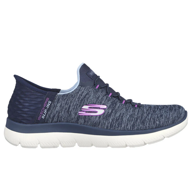 Women's Wide Fit Skechers 149937W Summits Dazzling Haze Vegan Trainers - Navy/Purple - Image 5