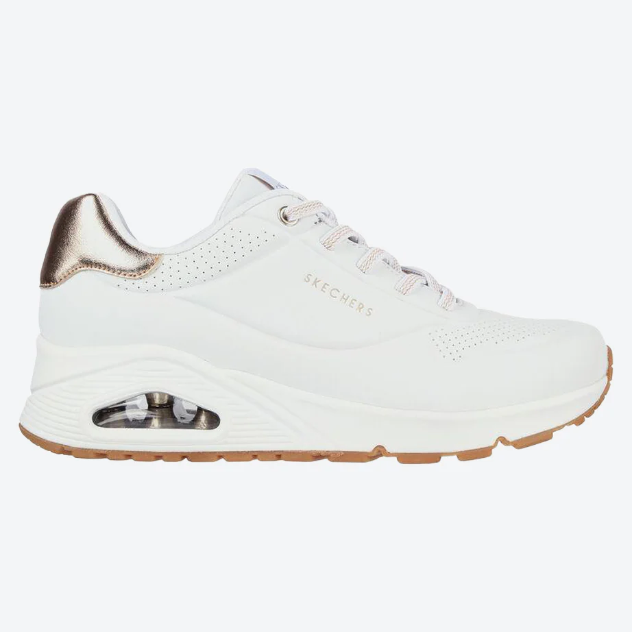 Women's Wide Fit Skechers 155196 Uno Shimmer Away Trainers - Image 13