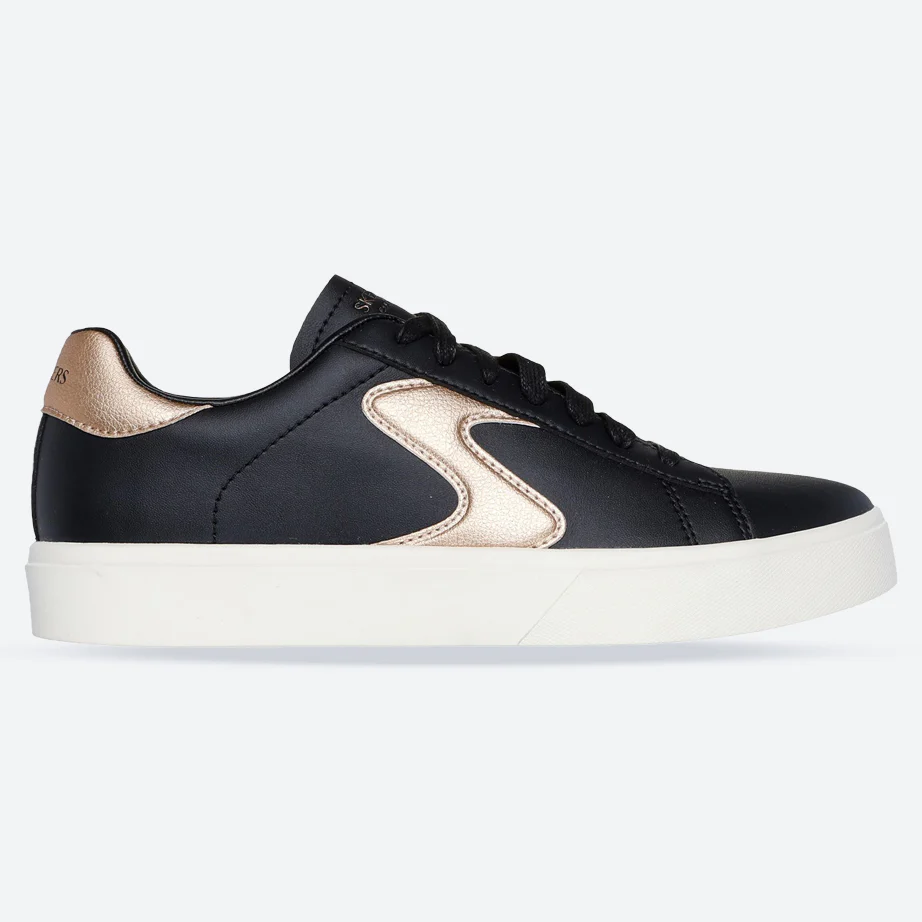 Women's Wide Fit Skechers 185016 Eden Lx Beaming Trainers - Black/Rose Gold
