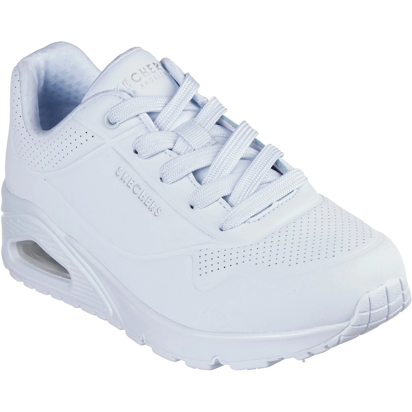 Women's Wide Fit Skechers 73690 Uno - Stand On Air Walking Street Wear Trainers - Light Denim - Image 3