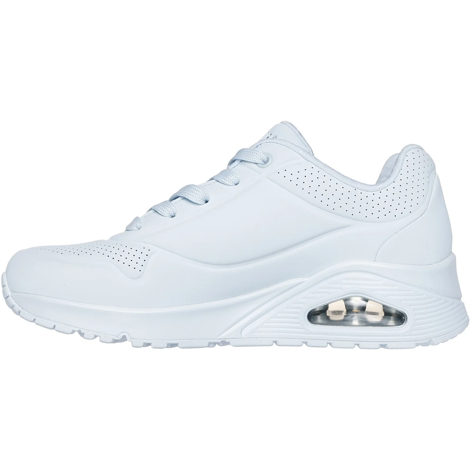 Women's Wide Fit Skechers 73690 Uno - Stand On Air Walking Street Wear Trainers - Light Denim - Image 4