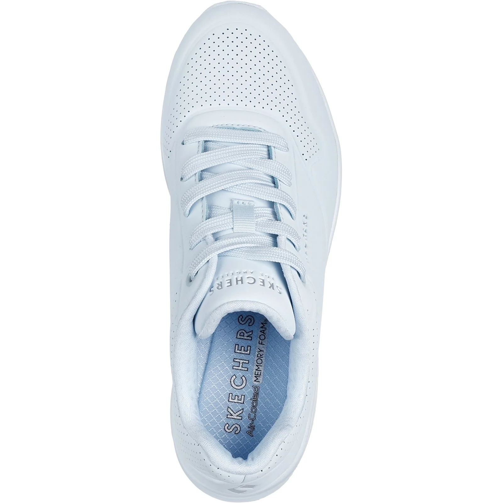 Women's Wide Fit Skechers 73690 Uno - Stand On Air Walking Street Wear Trainers - Light Denim - Image 5