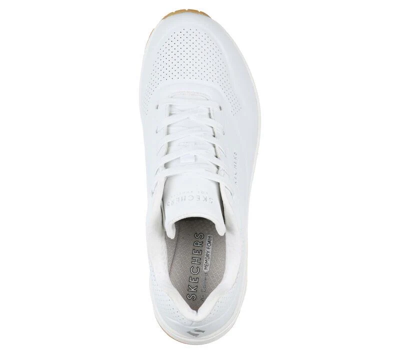 Women's Wide Fit Skechers 73690W Uno Stand On Air Walking Trainers - White - Image 5