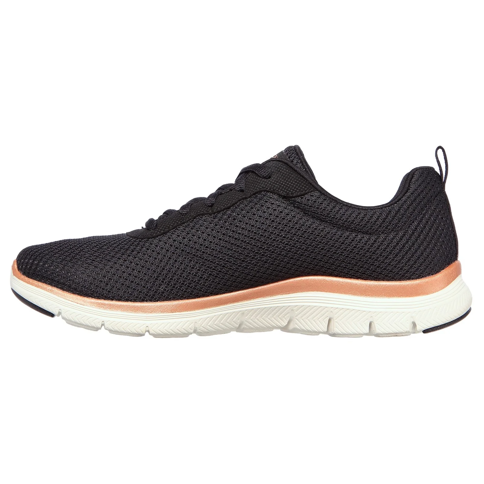 Womens Wide Fit Skechers Flex Appeal 4.0 149303 Brilliant Walking Trainers - Black/Rose Gold - Image 4