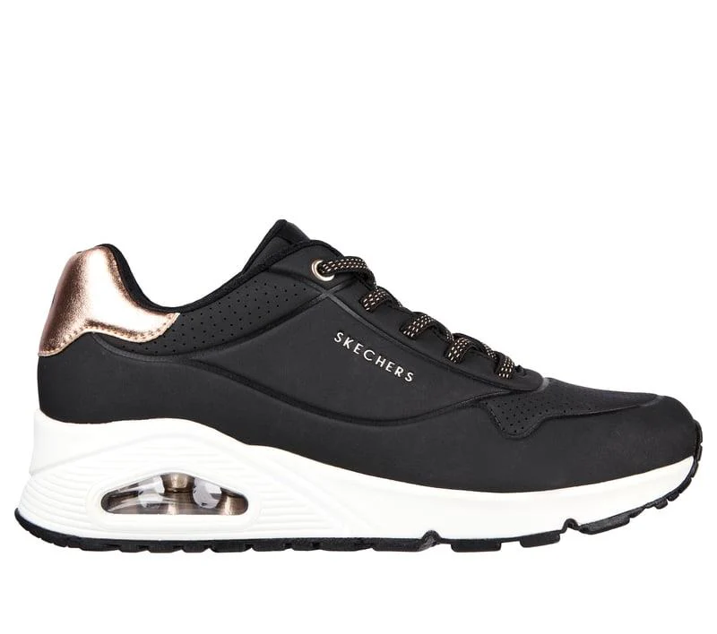 Women's Wide Fit Skechers Uno 155196 Shimmer Away Trainers - Image 2
