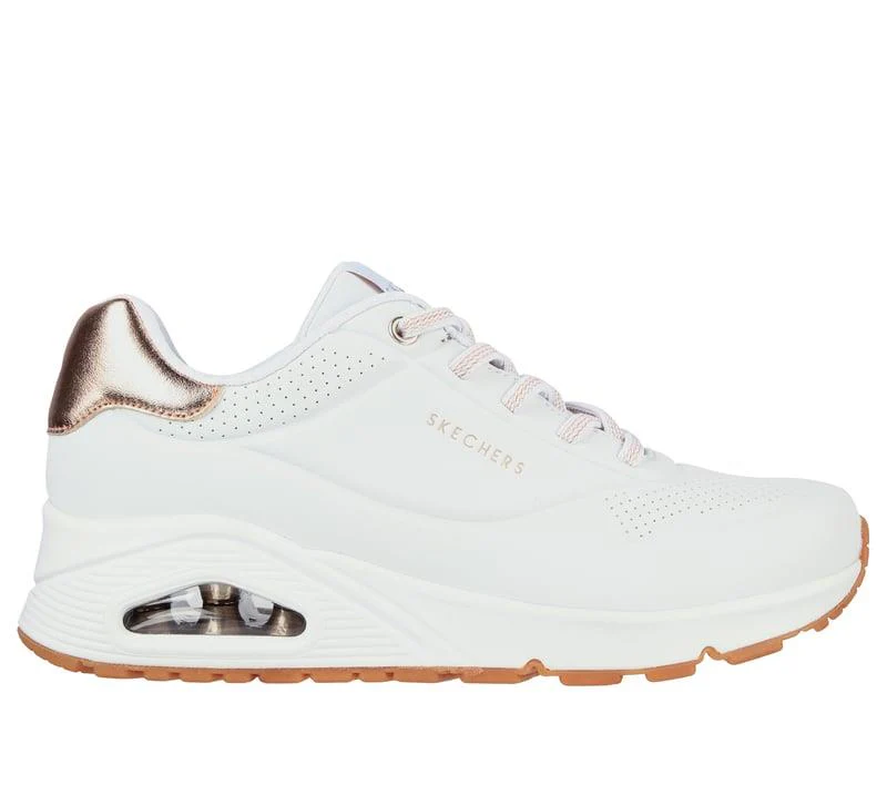 Women's Wide Fit Skechers Uno 155196 Shimmer Away Trainers - Image 8