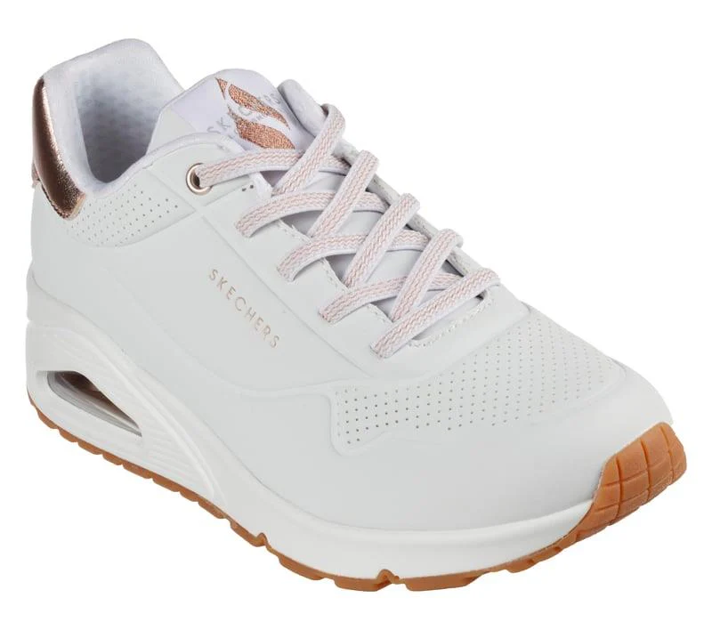 Women's Wide Fit Skechers Uno 155196 Shimmer Away Trainers - Image 9