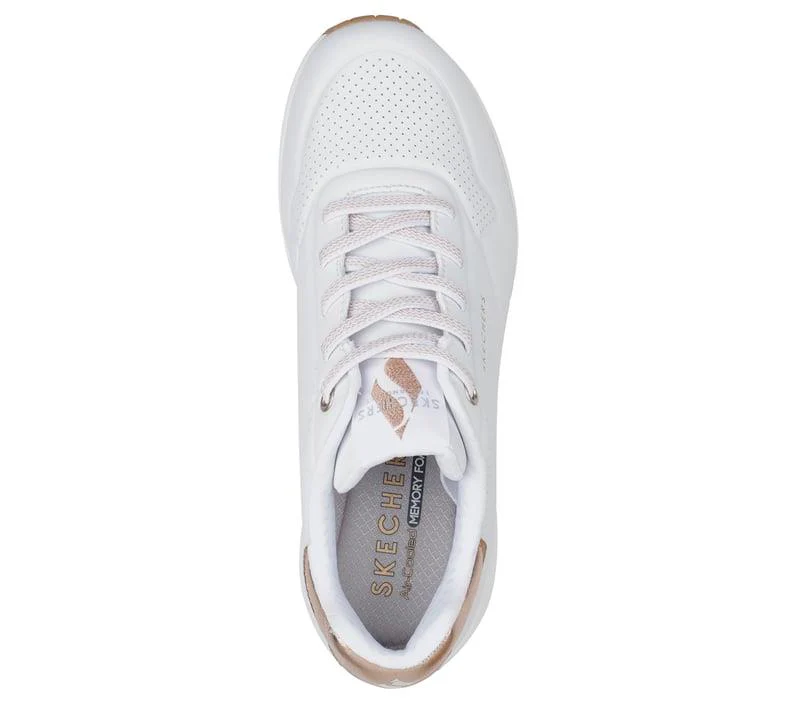 Women's Wide Fit Skechers Uno 155196 Shimmer Away Trainers - Image 11